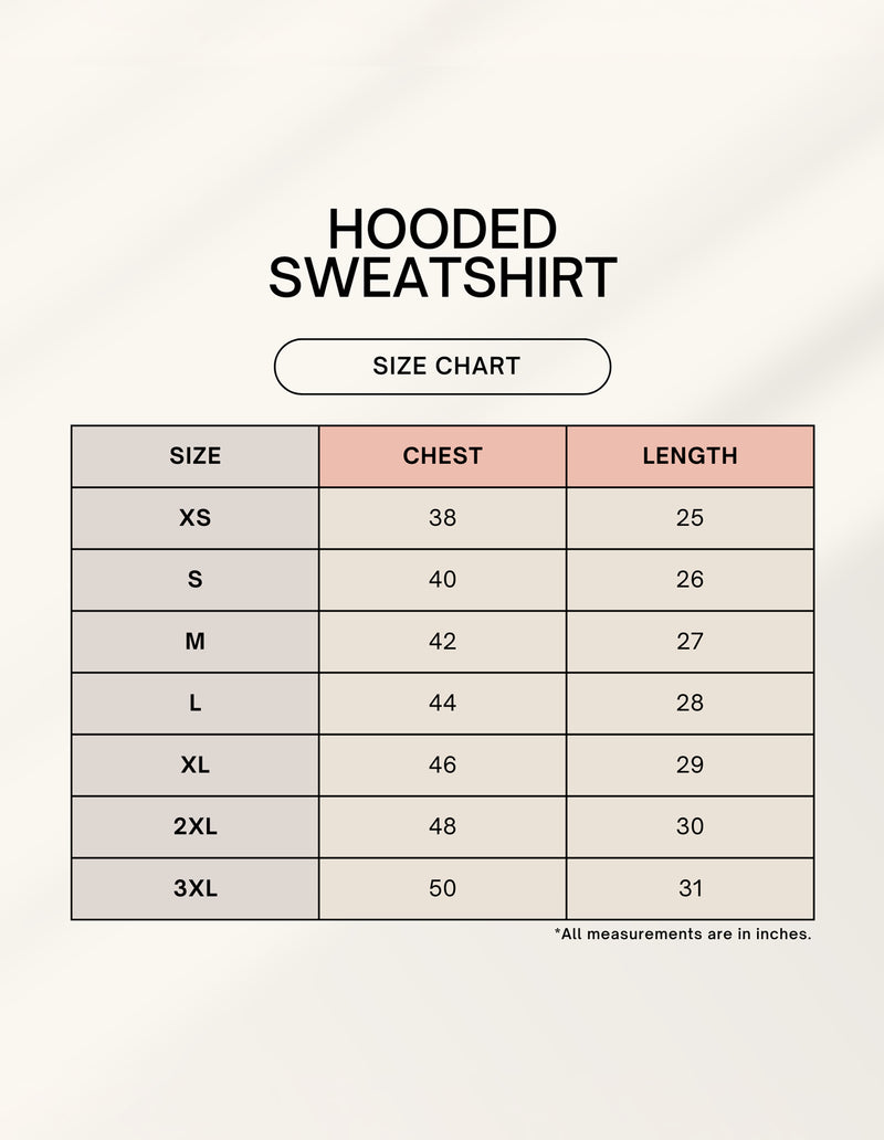 Size chart for Cat - Unisex Hoodie